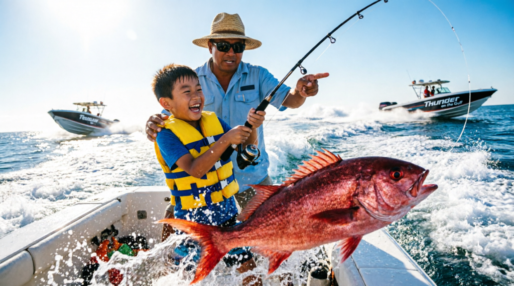 Family Fishing Thunder on the Gulf